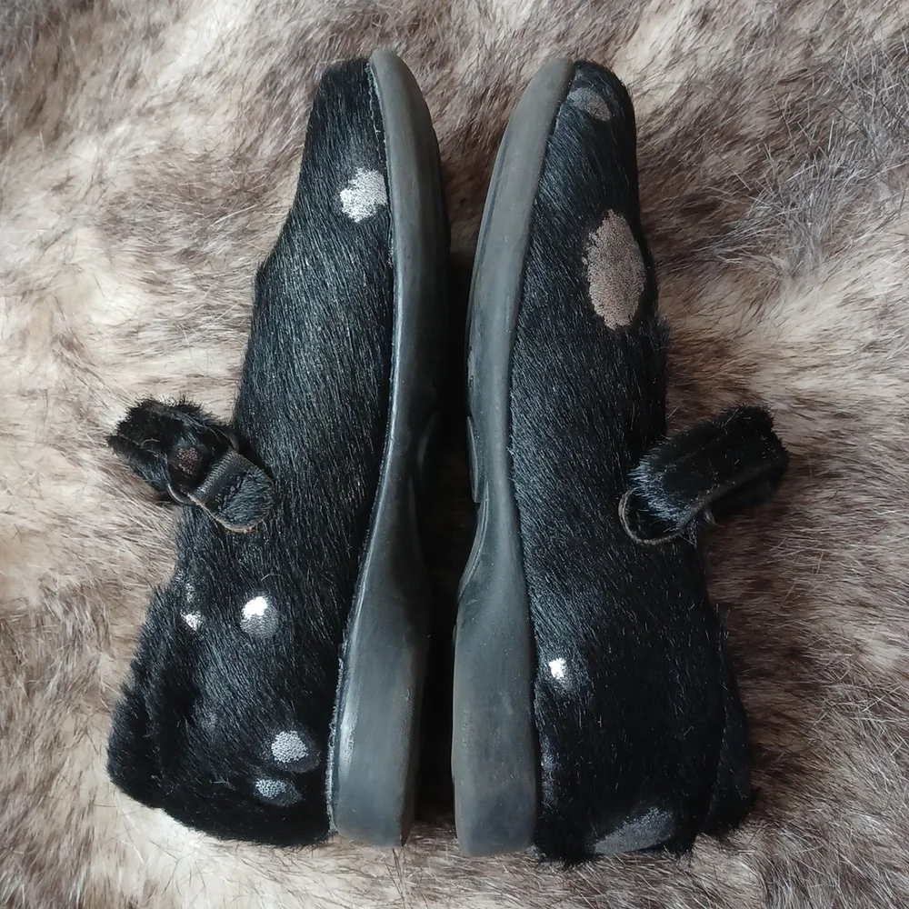 Kids real fur dress shoes